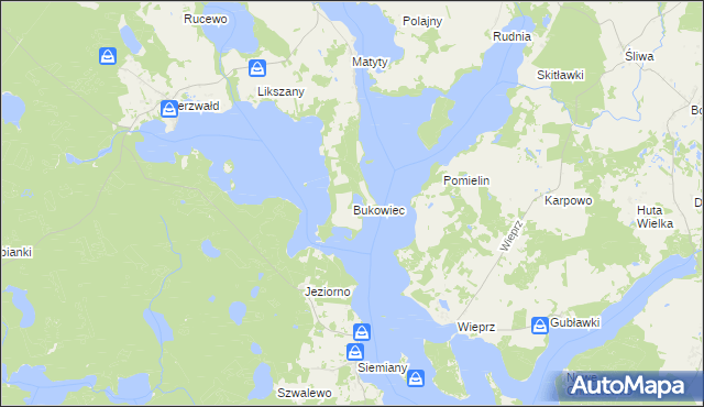 mapa Bukowiec gmina Zalewo, Bukowiec gmina Zalewo na mapie Targeo