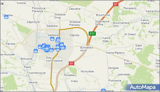 mapa Bukowska Wola, Bukowska Wola na mapie Targeo