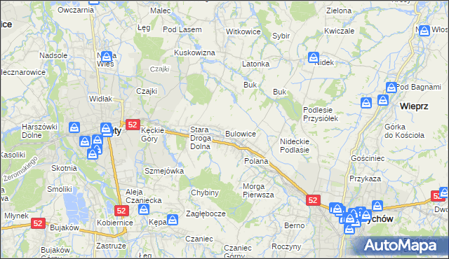 mapa Bulowice, Bulowice na mapie Targeo