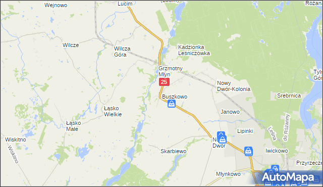 mapa Buszkowo gmina Koronowo, Buszkowo gmina Koronowo na mapie Targeo