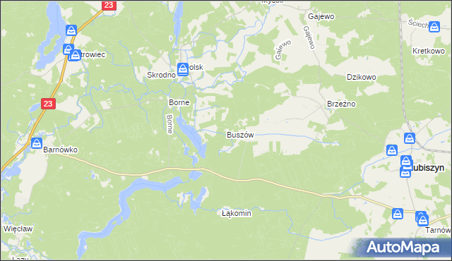 mapa Buszów gmina Lubiszyn, Buszów gmina Lubiszyn na mapie Targeo
