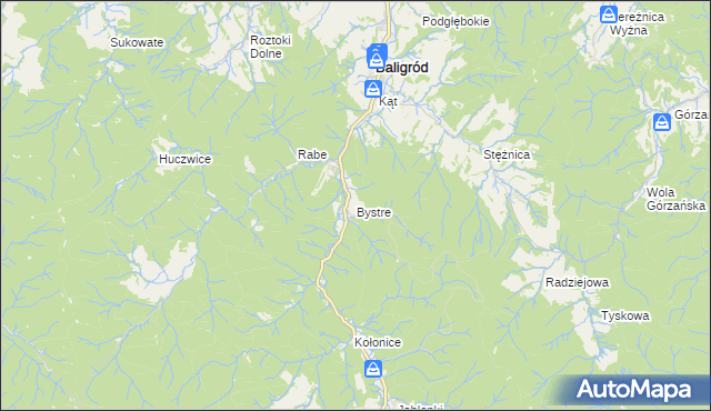 mapa Bystre gmina Baligród, Bystre gmina Baligród na mapie Targeo