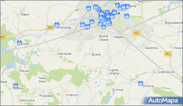 mapa Bystre gmina Oleśnica, Bystre gmina Oleśnica na mapie Targeo