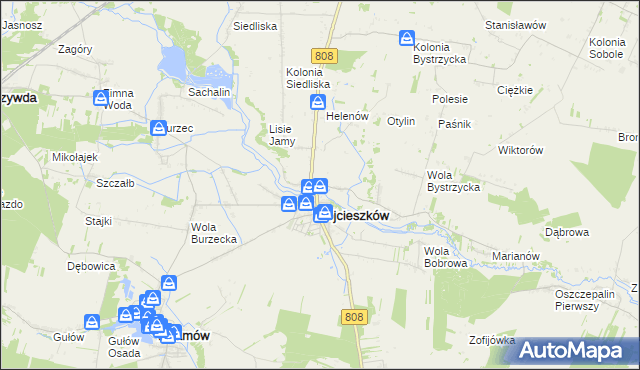 mapa Bystrzyca gmina Wojcieszków, Bystrzyca gmina Wojcieszków na mapie Targeo