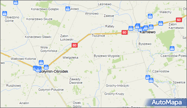 mapa Byszewo-Wygoda, Byszewo-Wygoda na mapie Targeo