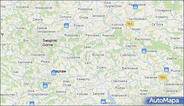 mapa Byszyce, Byszyce na mapie Targeo