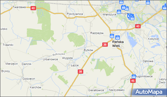 mapa Bytków gmina Reńska Wieś, Bytków gmina Reńska Wieś na mapie Targeo