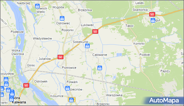mapa Całowanie, Całowanie na mapie Targeo