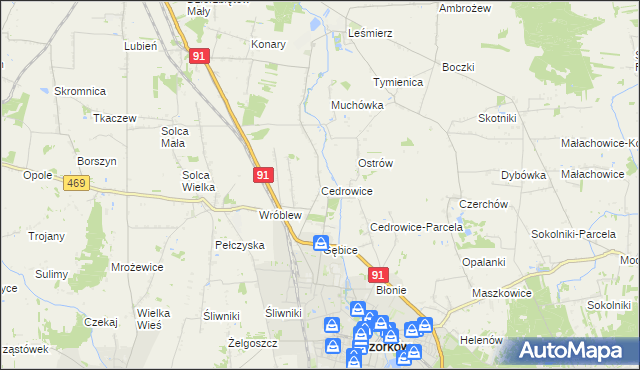 mapa Cedrowice, Cedrowice na mapie Targeo