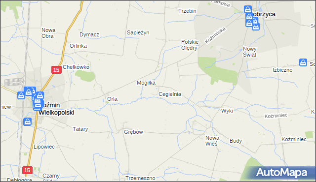 mapa Cegielnia gmina Koźmin Wielkopolski, Cegielnia gmina Koźmin Wielkopolski na mapie Targeo