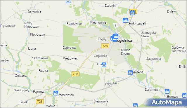 mapa Cegielnia gmina Mogielnica, Cegielnia gmina Mogielnica na mapie Targeo