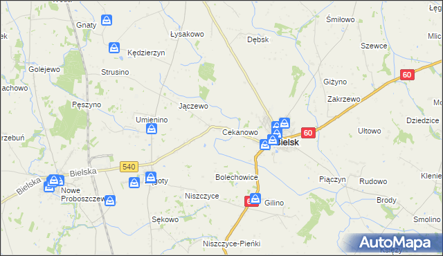 mapa Cekanowo gmina Bielsk, Cekanowo gmina Bielsk na mapie Targeo