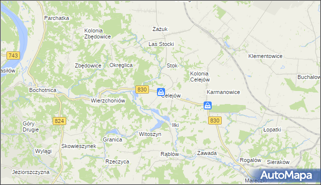 mapa Celejów gmina Wąwolnica, Celejów gmina Wąwolnica na mapie Targeo