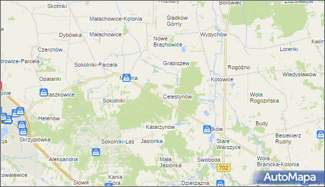 mapa Celestynów gmina Ozorków, Celestynów gmina Ozorków na mapie Targeo