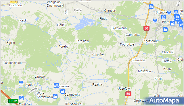 mapa Celinów gmina Dębe Wielkie, Celinów gmina Dębe Wielkie na mapie Targeo