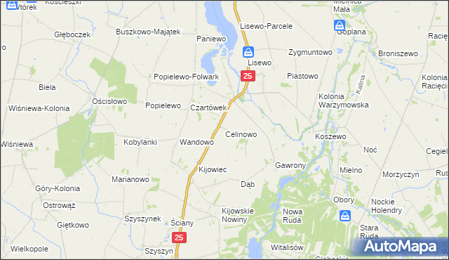 mapa Celinowo gmina Skulsk, Celinowo gmina Skulsk na mapie Targeo