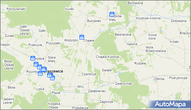 mapa Chajew-Kolonia, Chajew-Kolonia na mapie Targeo