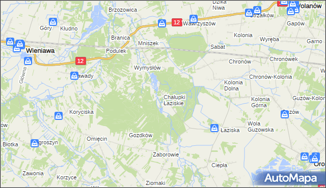 mapa Chałupki Łaziskie, Chałupki Łaziskie na mapie Targeo