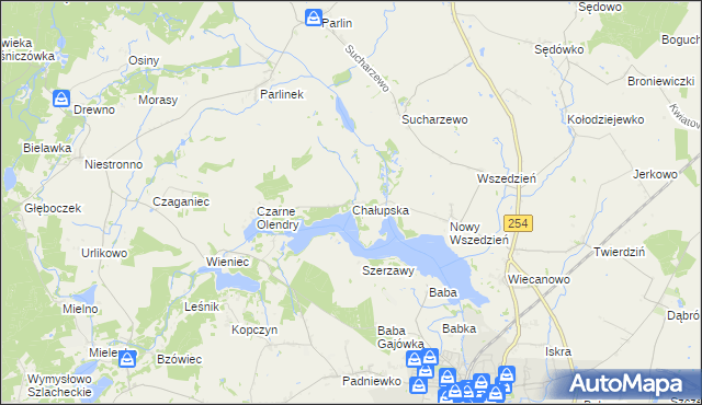 mapa Chałupska gmina Mogilno, Chałupska gmina Mogilno na mapie Targeo