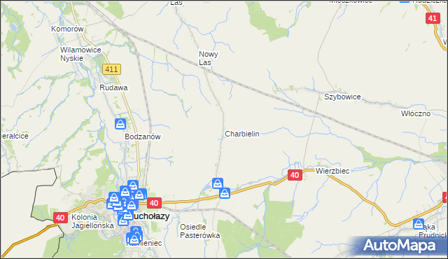 mapa Charbielin gmina Głuchołazy, Charbielin gmina Głuchołazy na mapie Targeo