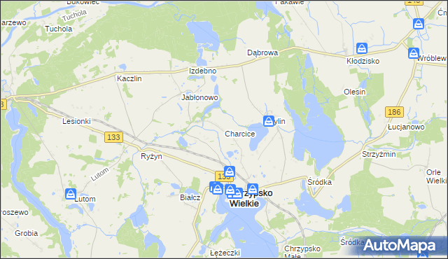 mapa Charcice, Charcice na mapie Targeo