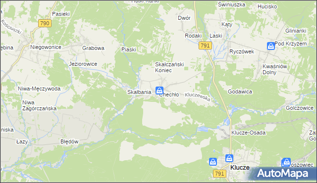 mapa Chechło gmina Klucze, Chechło gmina Klucze na mapie Targeo