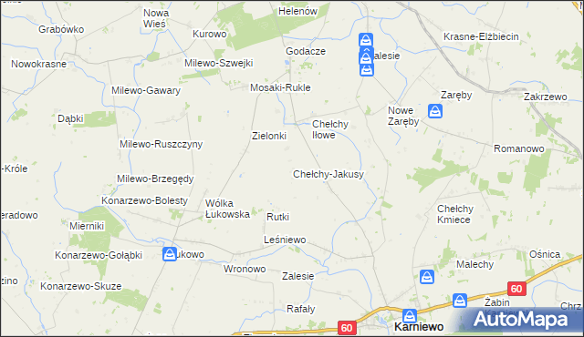 mapa Chełchy-Jakusy, Chełchy-Jakusy na mapie Targeo