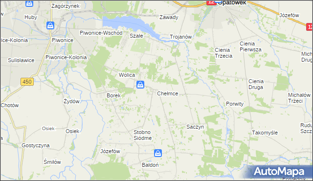 mapa Chełmce gmina Opatówek, Chełmce gmina Opatówek na mapie Targeo