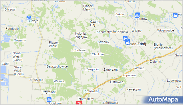 mapa Chinków, Chinków na mapie Targeo