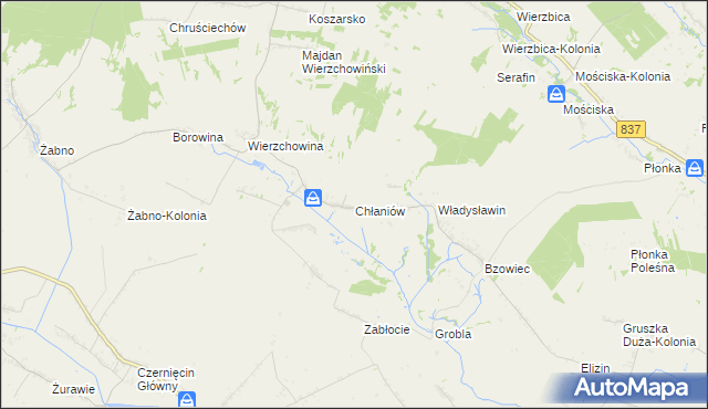 mapa Chłaniów, Chłaniów na mapie Targeo