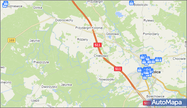 mapa Chlebowo gmina Bobolice, Chlebowo gmina Bobolice na mapie Targeo