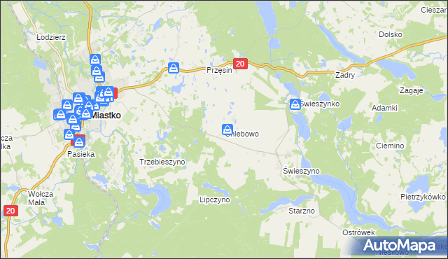 mapa Chlebowo gmina Miastko, Chlebowo gmina Miastko na mapie Targeo