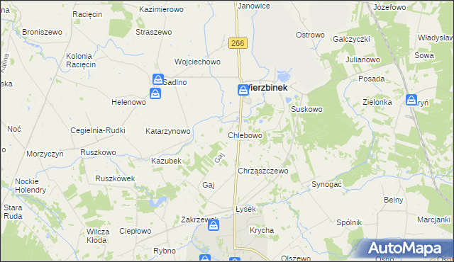 mapa Chlebowo gmina Wierzbinek, Chlebowo gmina Wierzbinek na mapie Targeo