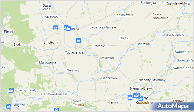 mapa Chmielewo gmina Zaręby Kościelne, Chmielewo gmina Zaręby Kościelne na mapie Targeo