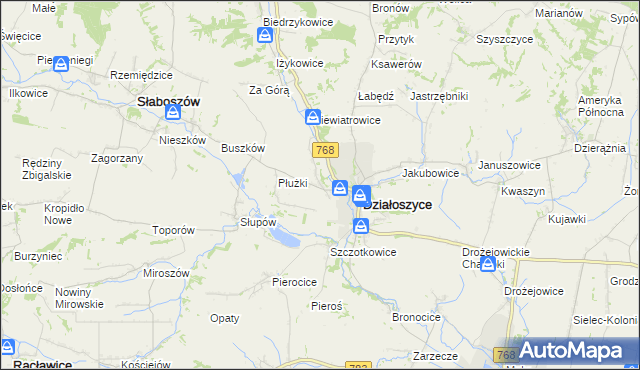 mapa Chmielów gmina Działoszyce, Chmielów gmina Działoszyce na mapie Targeo