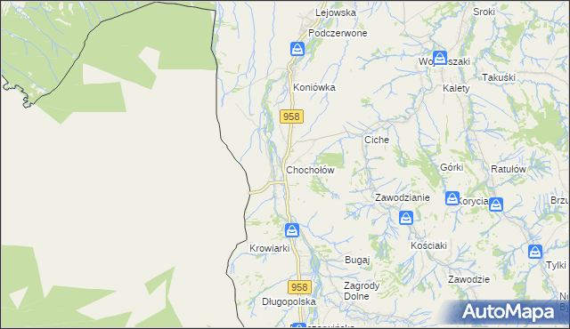 mapa Chochołów gmina Czarny Dunajec, Chochołów gmina Czarny Dunajec na mapie Targeo