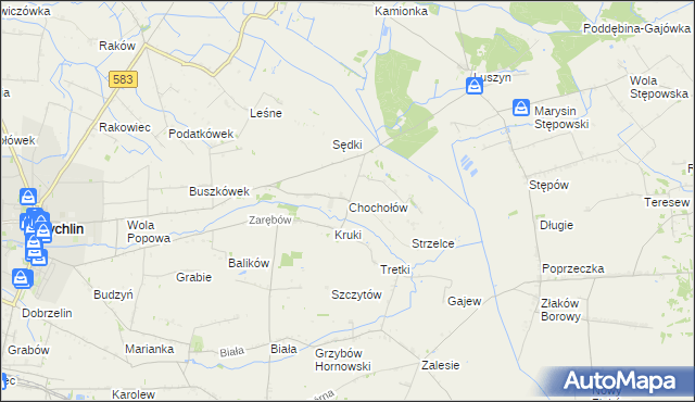 mapa Chochołów gmina Żychlin, Chochołów gmina Żychlin na mapie Targeo