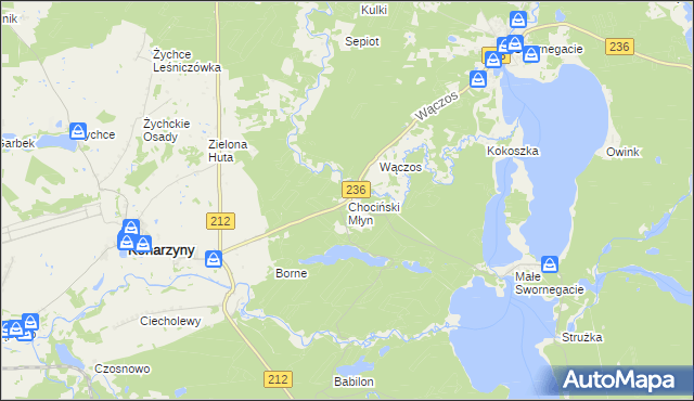 mapa Chociński Młyn, Chociński Młyn na mapie Targeo