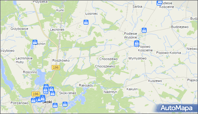 mapa Chociszewo gmina Skoki, Chociszewo gmina Skoki na mapie Targeo