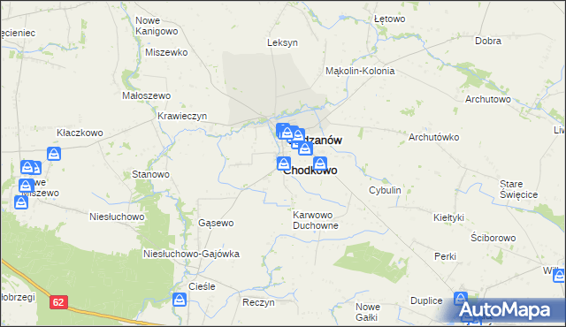 mapa Chodkowo, Chodkowo na mapie Targeo