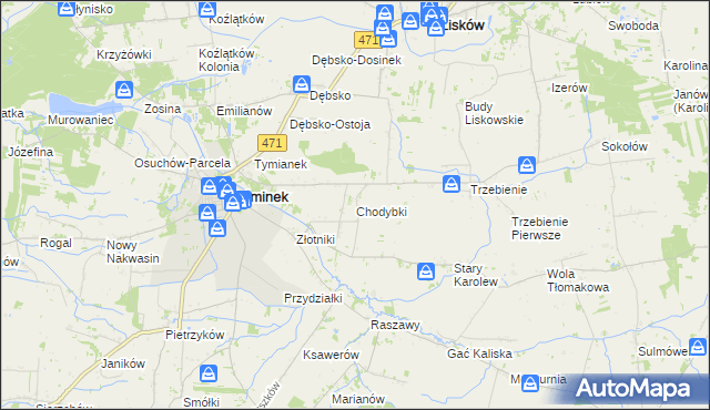 mapa Chodybki, Chodybki na mapie Targeo