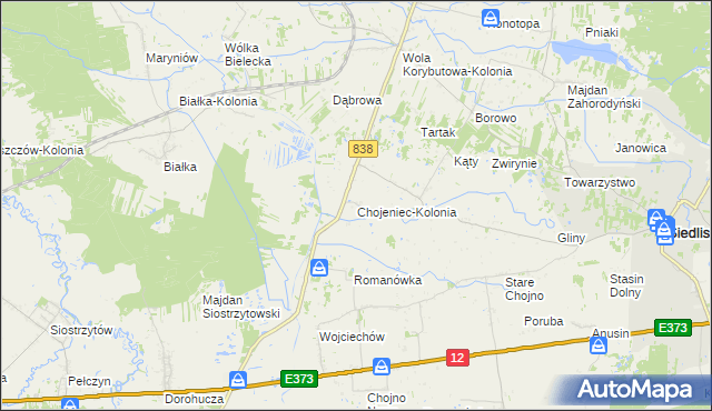 mapa Chojeniec-Kolonia, Chojeniec-Kolonia na mapie Targeo