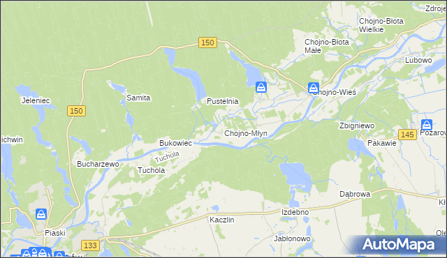 mapa Chojno-Młyn, Chojno-Młyn na mapie Targeo