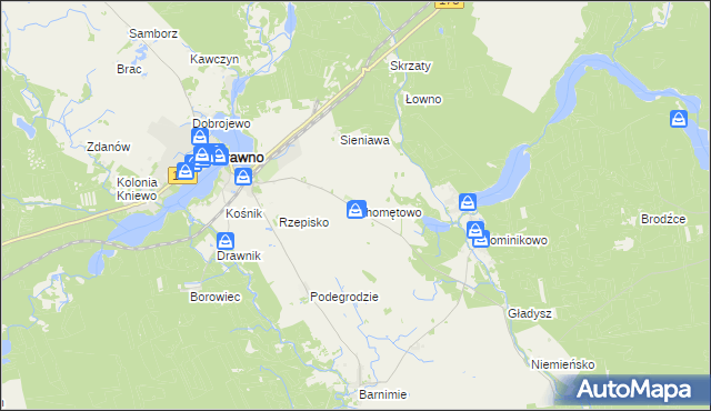 mapa Chomętowo gmina Drawno, Chomętowo gmina Drawno na mapie Targeo