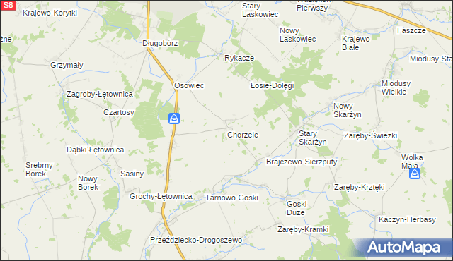 mapa Chorzele gmina Zambrów, Chorzele gmina Zambrów na mapie Targeo