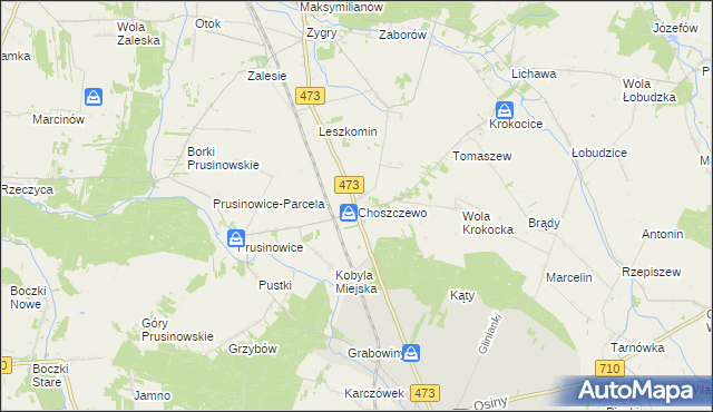 mapa Choszczewo gmina Szadek, Choszczewo gmina Szadek na mapie Targeo