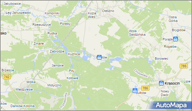 mapa Chotów gmina Krasocin, Chotów gmina Krasocin na mapie Targeo