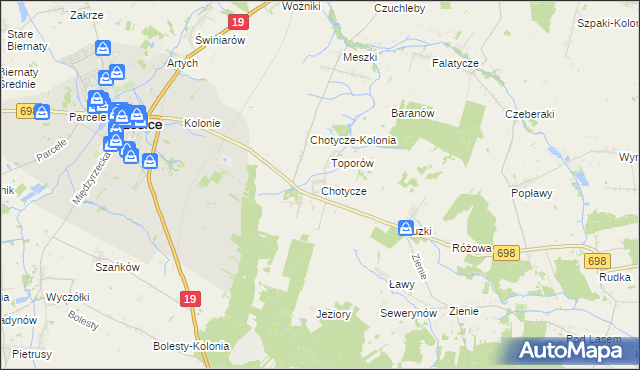 mapa Chotycze, Chotycze na mapie Targeo