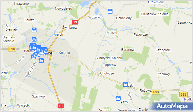 mapa Chotycze-Kolonia, Chotycze-Kolonia na mapie Targeo