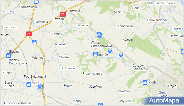 mapa Chrapanów, Chrapanów na mapie Targeo
